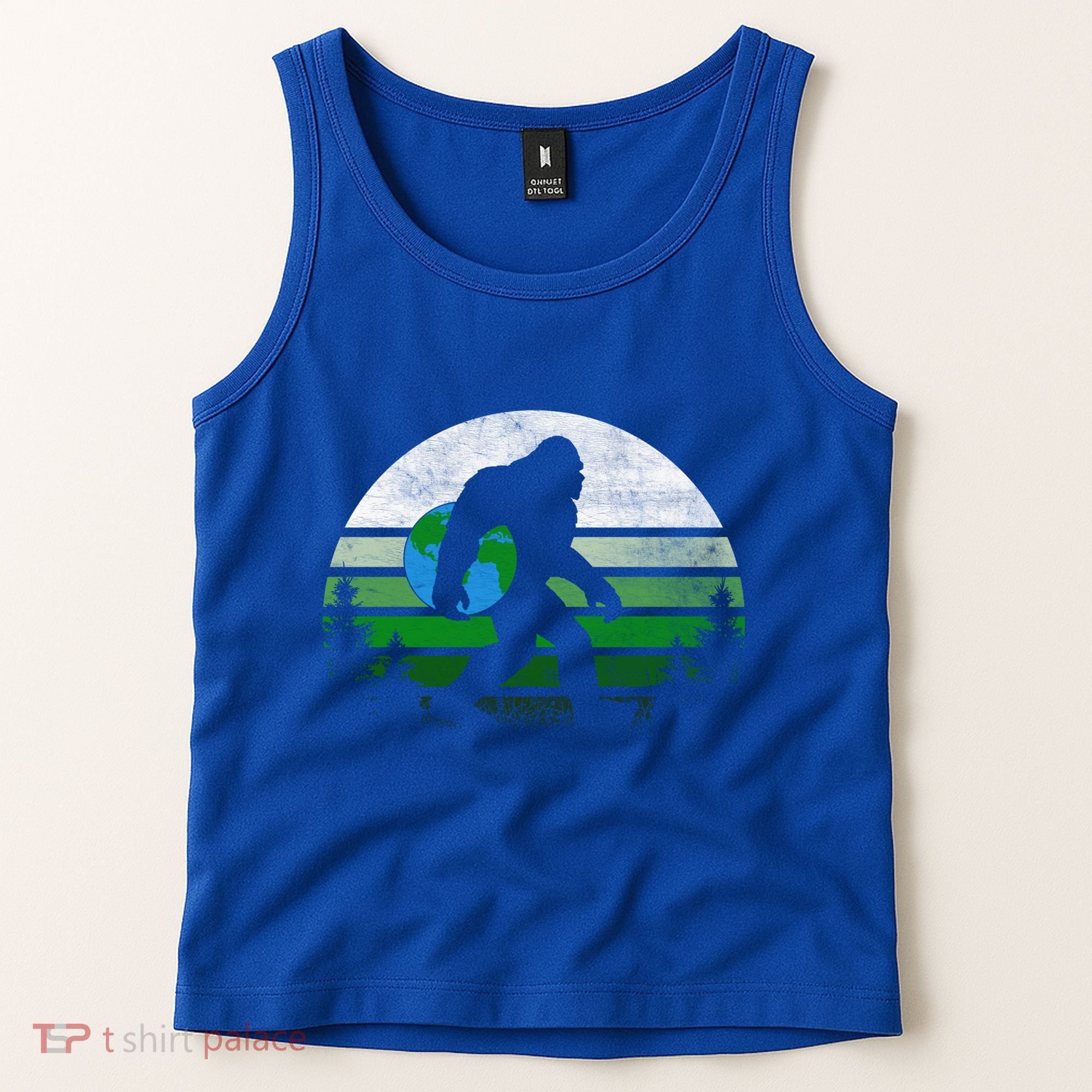 Retro Earth Day Bigfoot Sasquatch Holding Earth Planet Gift Tank Top