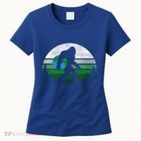 Retro Earth Day Bigfoot Sasquatch Holding Earth Planet Gift Women's T-Shirt thumb 0