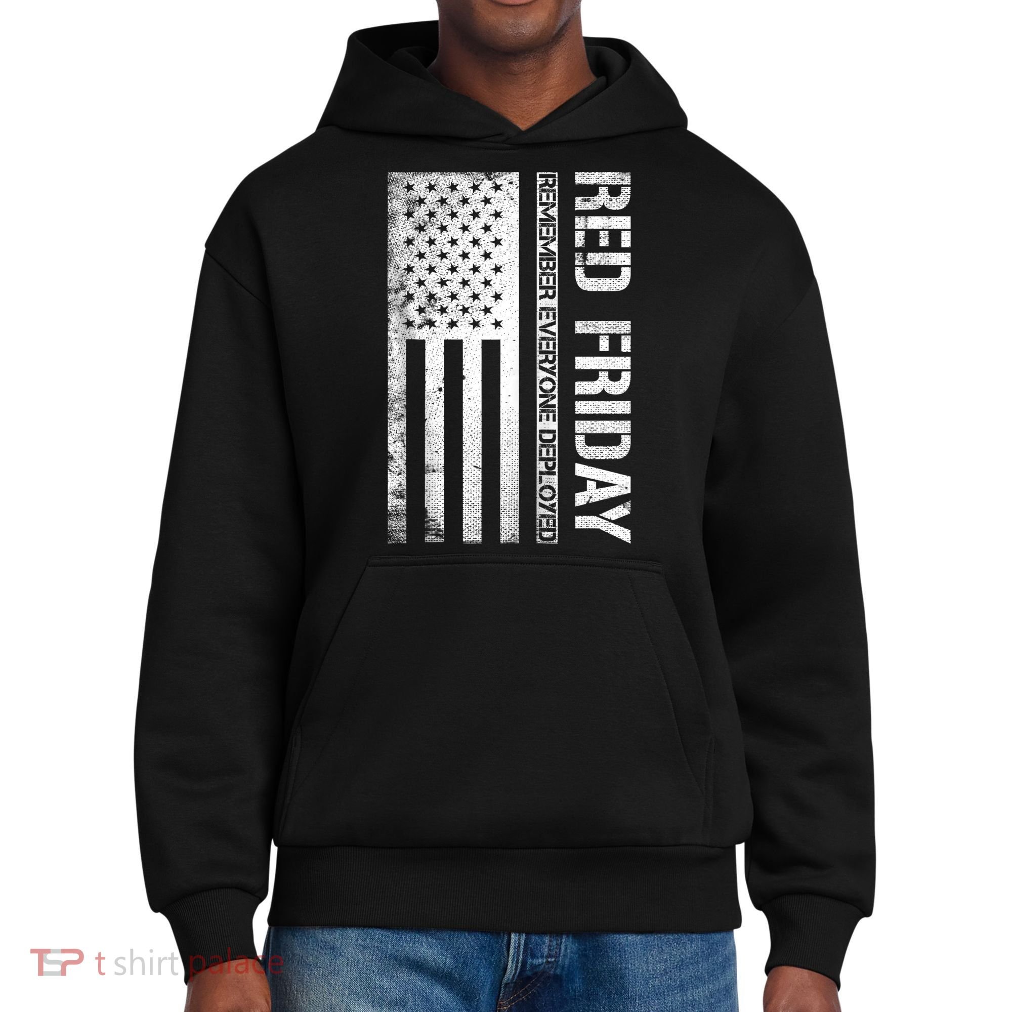 Remember Everyone Deployed Red Friday Zip Hoodie District V.I.T. Heavyweight Hoodie