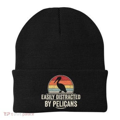 Retro Easily Distracted By Pelicans Funny Pelican Lover Beanie