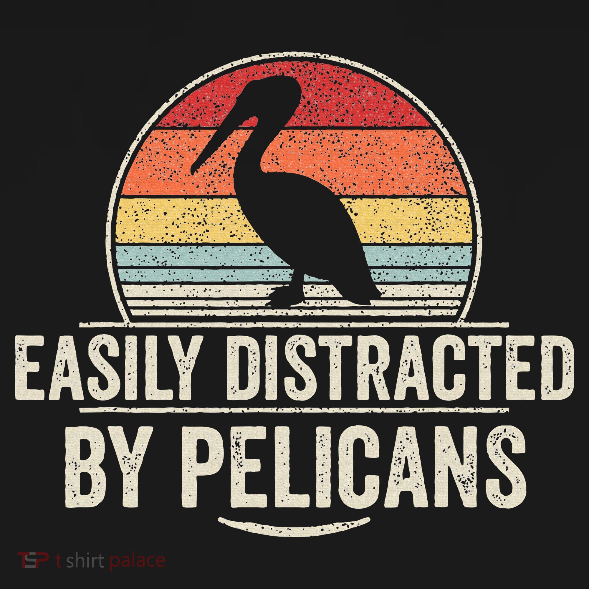 Retro Easily Distracted By Pelicans Funny Pelican Lover Polo