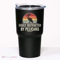 Retro Easily Distracted By Pelicans Funny Pelican Lover Tumbler thumb 0