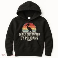 Retro Easily Distracted By Pelicans Funny Pelican Lover Kids Hoodie thumb 0