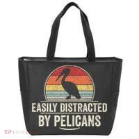 Retro Easily Distracted By Pelicans Funny Pelican Lover Tote Bag thumb 0