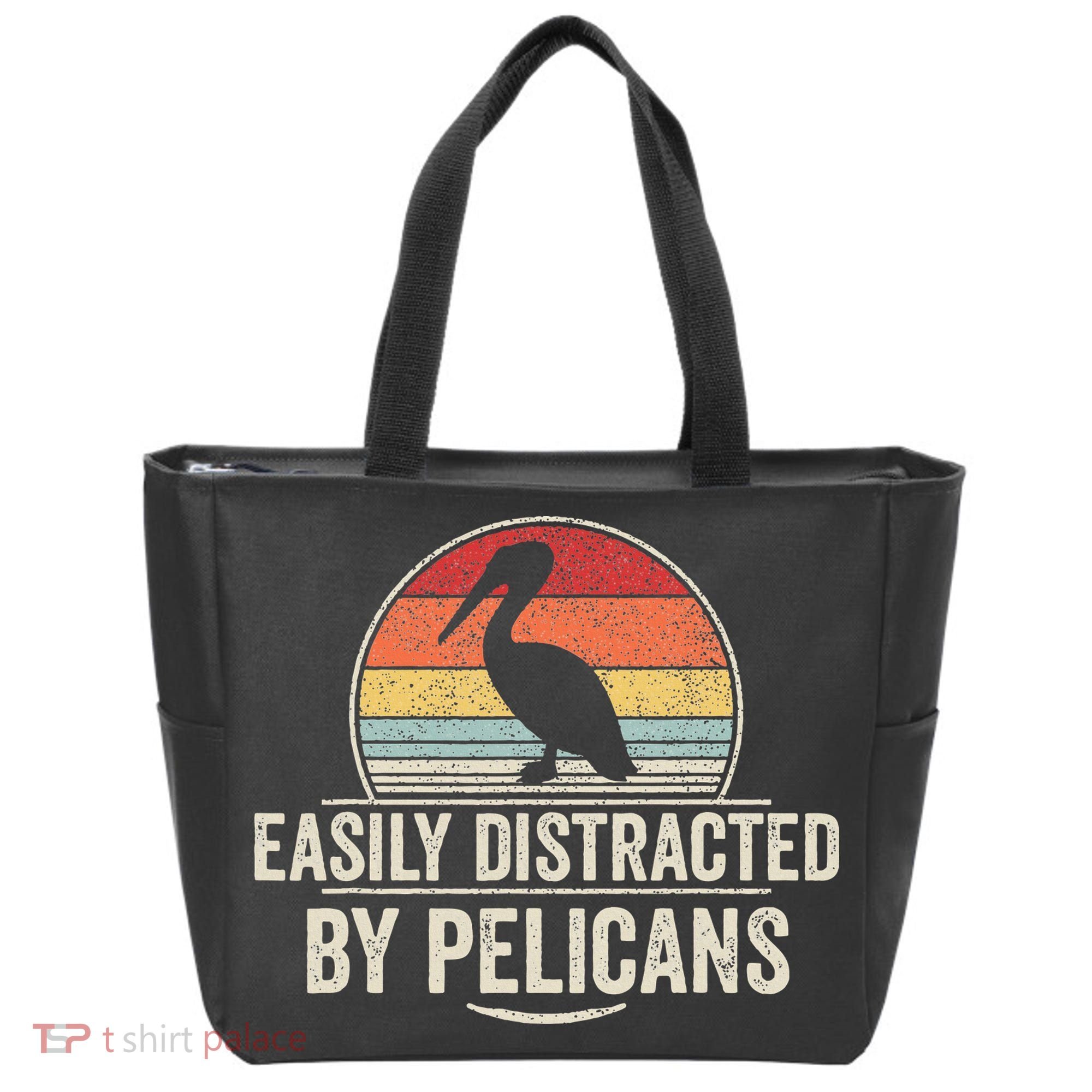 Retro Easily Distracted By Pelicans Funny Pelican Lover Tote Bag