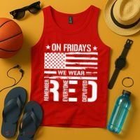 Remember Everyone Deployed On Friday We Wear Red (On Back) Tank Top thumb 4