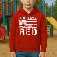 Remember Everyone Deployed On Friday We Wear Red (On Back) Kids Hoodie thumb 2
