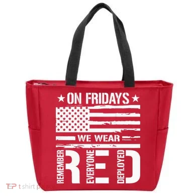Remember Everyone Deployed On Friday We Wear Red (On Back) Tote Bag