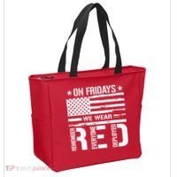 Remember Everyone Deployed On Friday We Wear Red (On Back) Tote Bag thumb 2