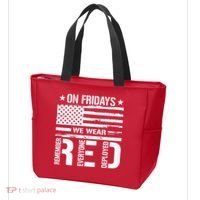 Remember Everyone Deployed On Friday We Wear Red (On Back) Tote Bag thumb 3