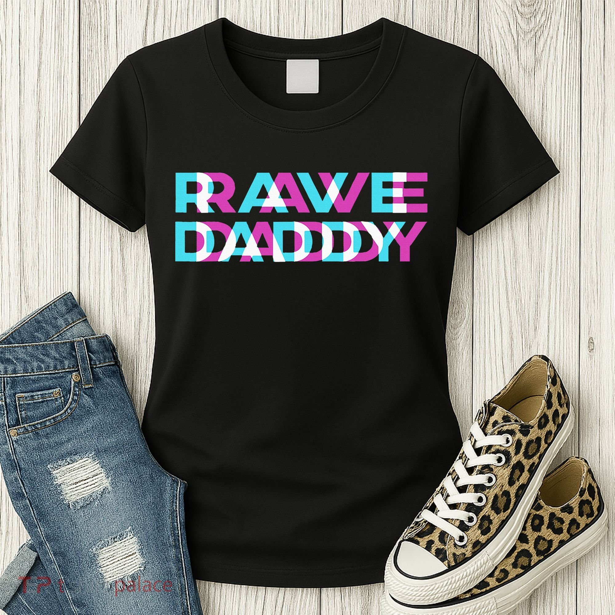 Rave Edm Daddy Music Festival Father Optical Trippy Illusion Women's T-Shirt