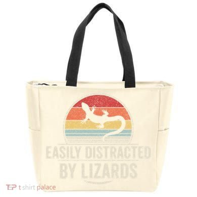 Retro Easily Distracted By Lizards Funny Lizard Lover Great Gift Tote Bag