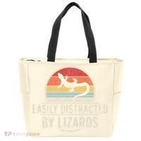 Retro Easily Distracted By Lizards Funny Lizard Lover Great Gift Tote Bag thumb 0