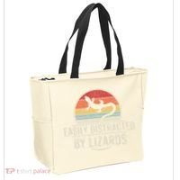 Retro Easily Distracted By Lizards Funny Lizard Lover Great Gift Tote Bag thumb 2