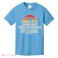 Retro Easily Distracted By Lizards Funny Lizard Lover Great Gift Kids T-Shirt thumb 0