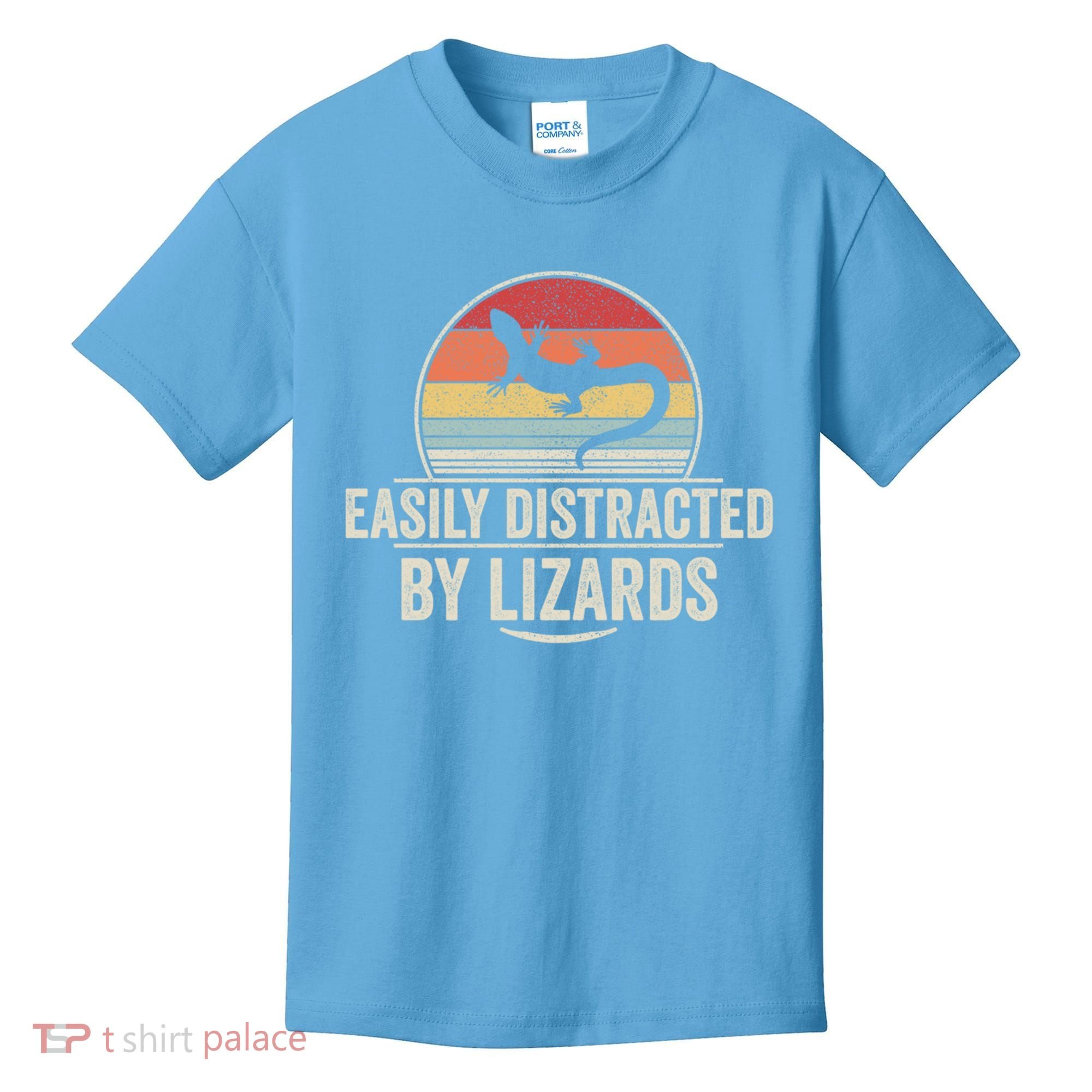 Retro Easily Distracted By Lizards Funny Lizard Lover Great Gift Kids T-Shirt