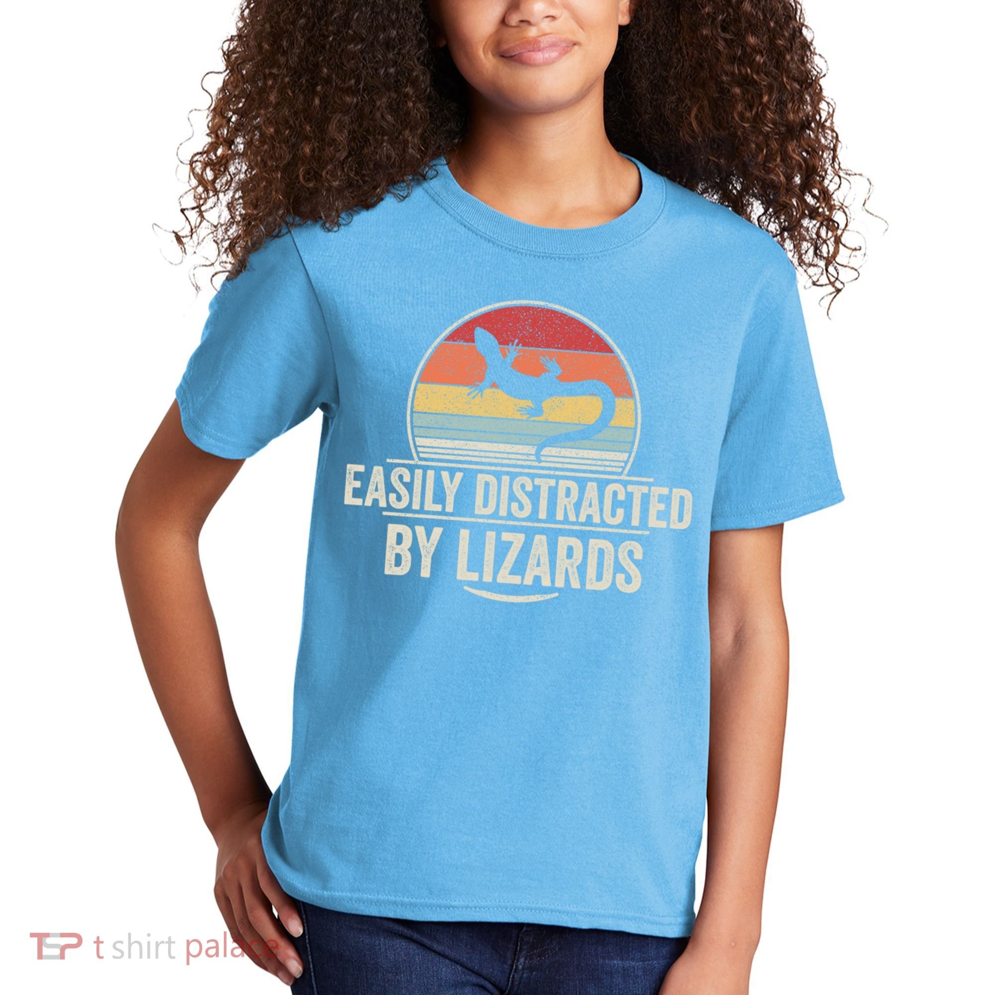 Retro Easily Distracted By Lizards Funny Lizard Lover Great Gift Kids T-Shirt