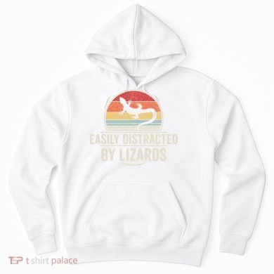 Retro Easily Distracted By Lizards Funny Lizard Lover Great Gift Hoodie