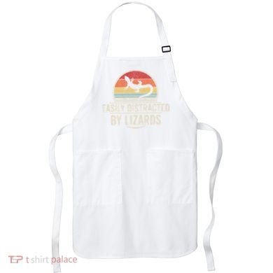 Retro Easily Distracted By Lizards Funny Lizard Lover Great Gift Apron
