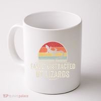 Retro Easily Distracted By Lizards Funny Lizard Lover Great Gift Coffee Mug thumb 0