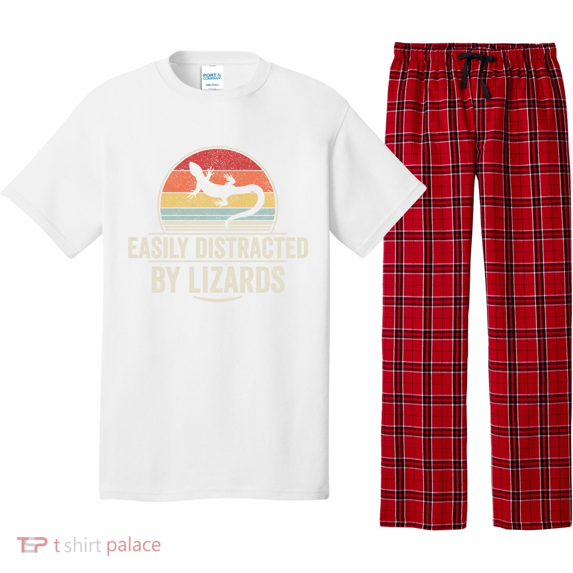 Retro Easily Distracted By Lizards Funny Lizard Lover Great Gift Pajama Set
