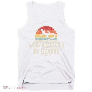 Retro Easily Distracted By Lizards Funny Lizard Lover Great Gift Tank Top