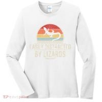Retro Easily Distracted By Lizards Funny Lizard Lover Great Gift Women's Long Sleeve Shirt thumb 0