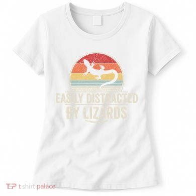 Retro Easily Distracted By Lizards Funny Lizard Lover Great Gift Women's T-Shirt
