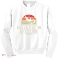Retro Easily Distracted By Lizards Funny Lizard Lover Great Gift Kids Sweatshirt thumb 0