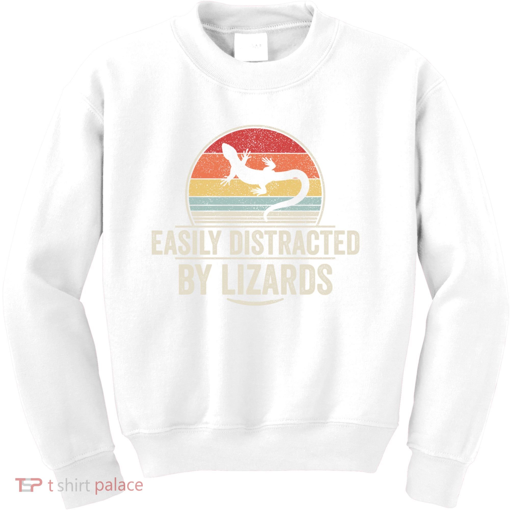 Retro Easily Distracted By Lizards Funny Lizard Lover Great Gift Kids Sweatshirt