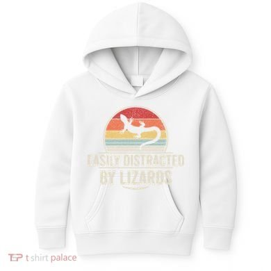 Retro Easily Distracted By Lizards Funny Lizard Lover Great Gift Kids Hoodie