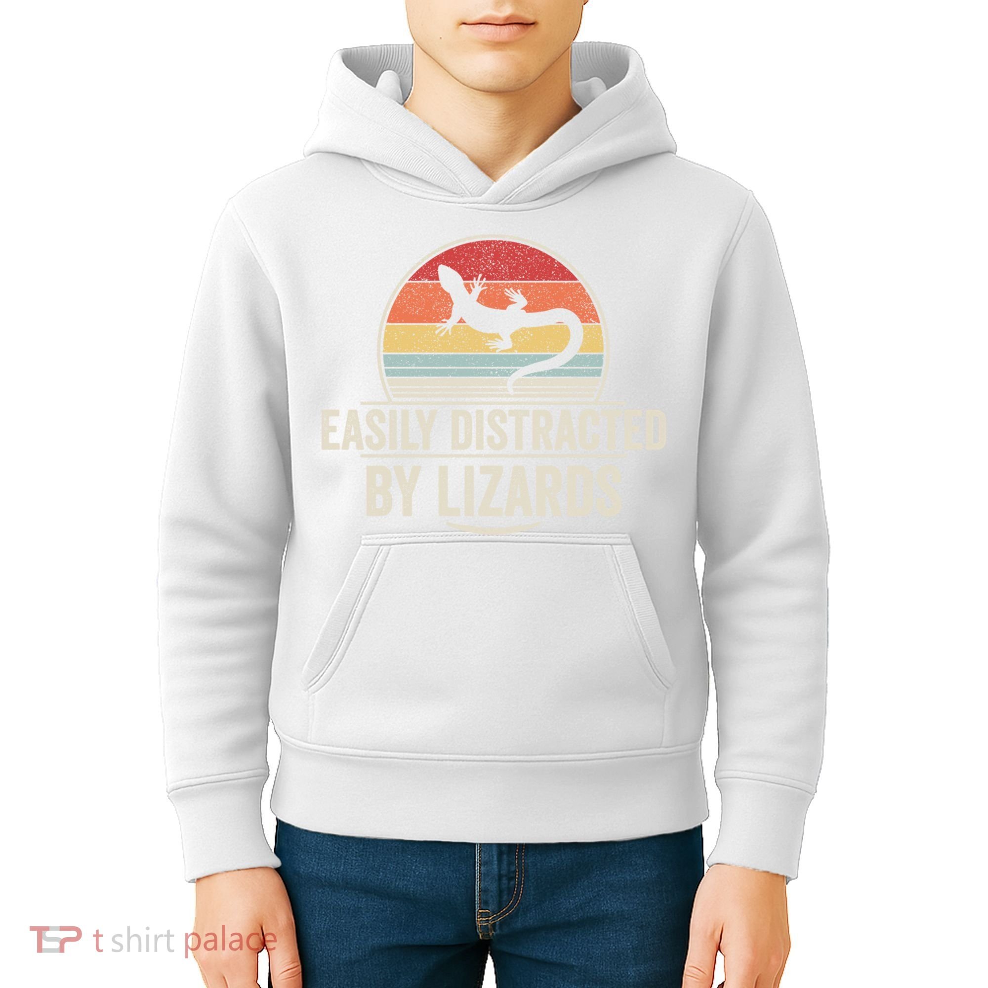 Retro Easily Distracted By Lizards Funny Lizard Lover Great Gift Kids Hoodie
