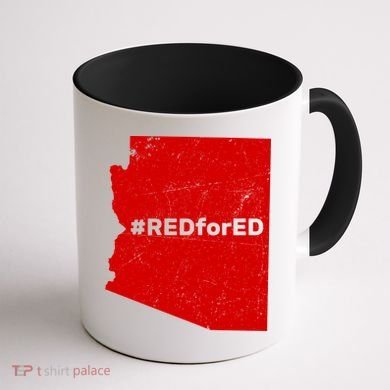 #RedForEd Distressed Red For Ed  Coffee Mug back