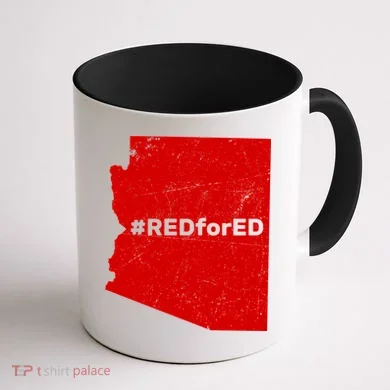 #RedForEd Distressed Red For Ed Coffee Mug back