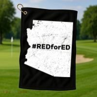 #RedForEd Distressed Red For Ed  Golf Towel thumb 1