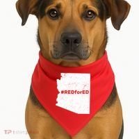 #RedForEd Distressed Red For Ed  USA-Made Doggie Bandana thumb 1