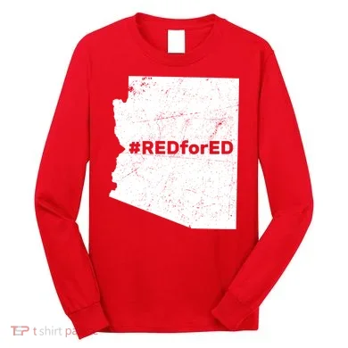 #RedForEd Distressed Red For Ed Long Sleeve Shirt