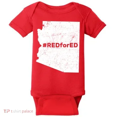 #RedForEd Distressed Red For Ed  Baby Bodysuit