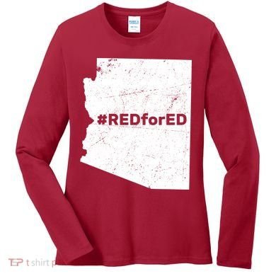 #RedForEd Distressed Red For Ed  Women's Long Sleeve Shirt