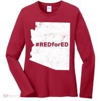 #RedForEd Distressed Red For Ed  Women's Long Sleeve Shirt thumb 0