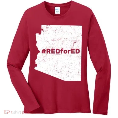 #RedForEd Distressed Red For Ed  Women's Long Sleeve Shirt