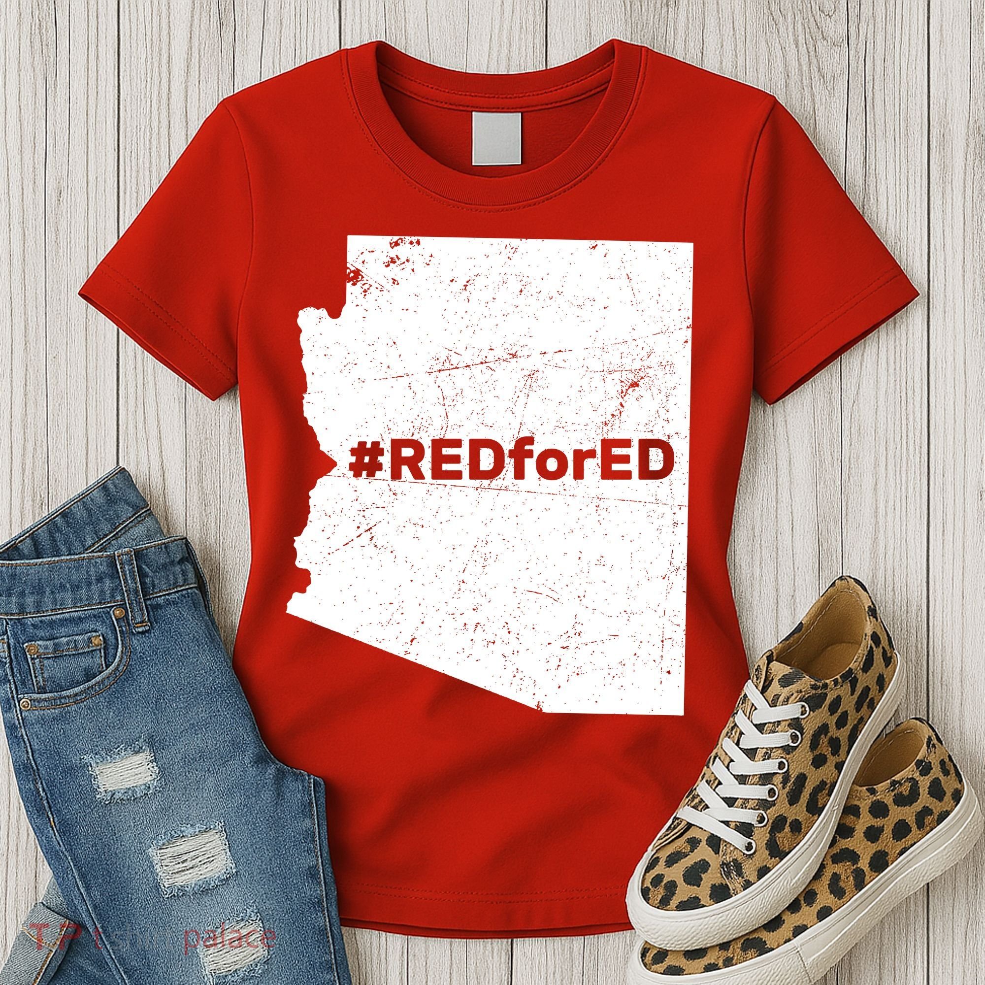 #RedForEd Distressed Red For Ed  Women's T-Shirt
