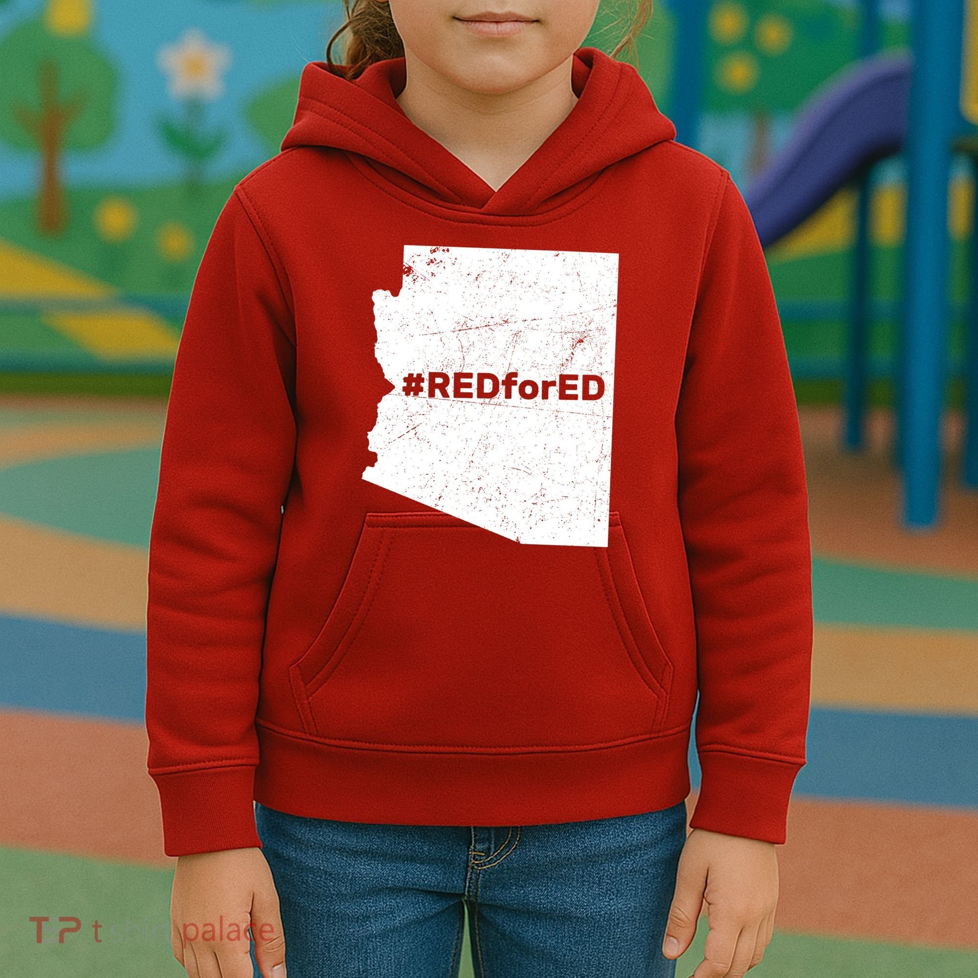#RedForEd Distressed Red For Ed  Kids Hoodie