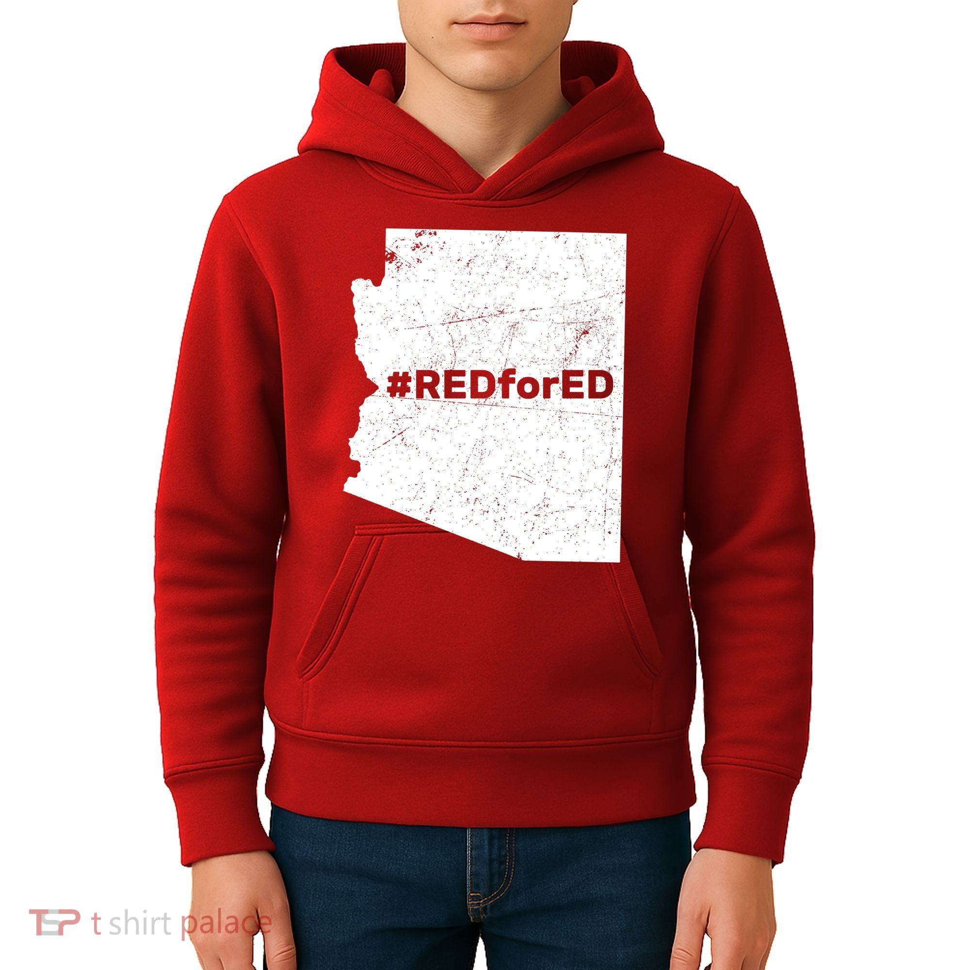 #RedForEd Distressed Red For Ed  Kids Hoodie