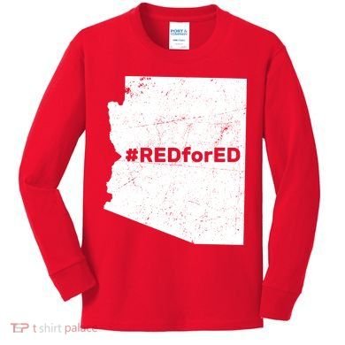#RedForEd Distressed Red For Ed  Kids Long Sleeve Shirt