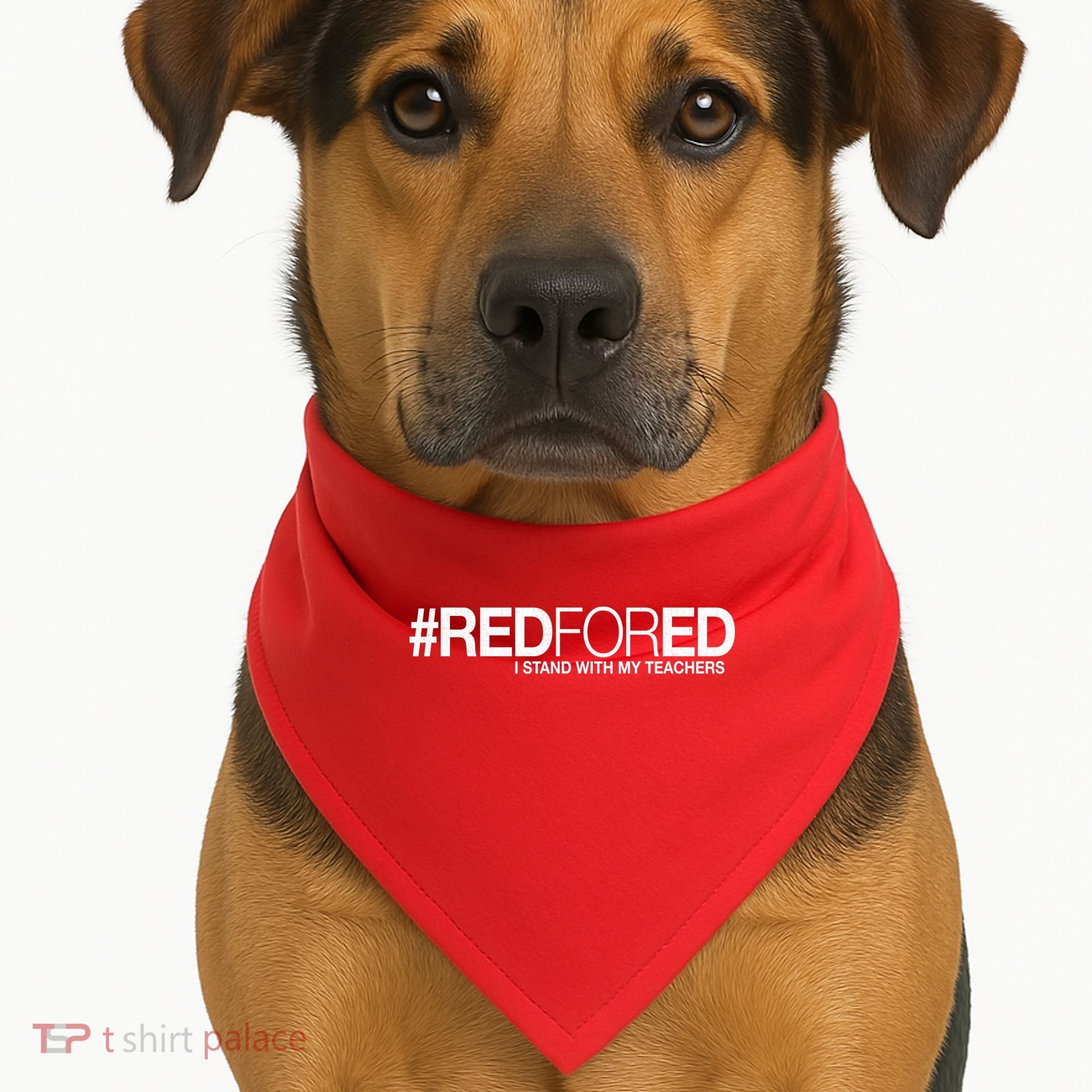#RedForEd I Stand With My Teachers Red For Ed USA-Made Doggie Bandana