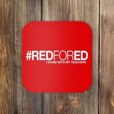 #RedForEd I Stand With My Teachers Red For Ed Coaster