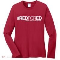 #RedForEd I Stand With My Teachers Red For Ed Women's Long Sleeve Shirt thumb 0