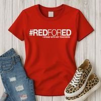#RedForEd I Stand With My Teachers Red For Ed Women's T-Shirt thumb 3