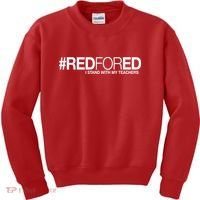 #RedForEd I Stand With My Teachers Red For Ed Kids Sweatshirt thumb 0
